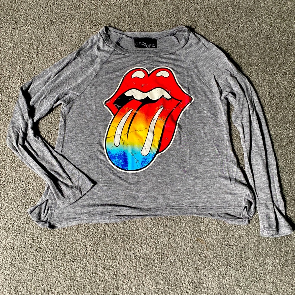 😜EUC girls distressed Rolling Stones